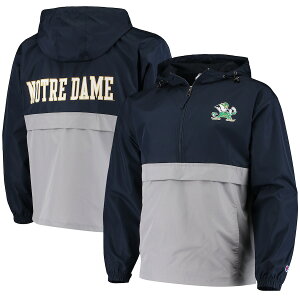 Y WPbg "Notre Dame Fighting Irish" Champion Colorblock Packable Half-Zip Jacket - Navy