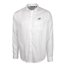 メンズ シャツ "Purdue Boilermakers" Cutter - Buck Windward Twill Button-Up Long Sleeve Shirt - White