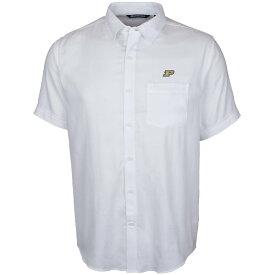 メンズ シャツ "Purdue Boilermakers" Cutter - Buck Windward Twill Button-Up Short Sleeve Shirt - White