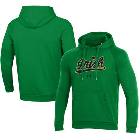 アンダーアーマー メンズ パーカー "Notre Dame Fighting Irish" Under Armour Script School Logo All Day Raglan Pullover Hoodie - Green