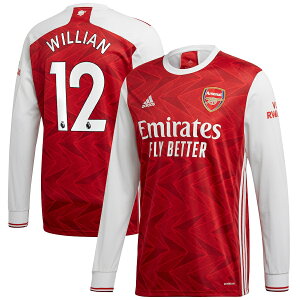 �A�f�B�_�X �����Y �W���[�W Willian Arsenal adidas 2020/21 Home Replica Player Long Sleeve Jersey - Maroon