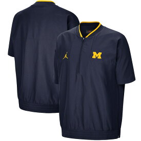 ジョーダン メンズ ジャケット "Michigan Wolverines" Jordan Brand 2021 Coaches Short Sleeve Quarter-Zip Jacket - Navy