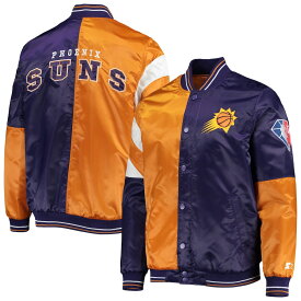 スターター メンズ ジャケット Phoenix Suns Starter 75th Anniversary Leader Color Block Satin Full-Snap Jacket - Orange/Purple