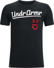 アンダーアーマー キッズ Tシャツ Under Armour Boy's Baseball Script T-shirt - Black
