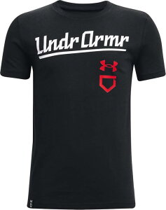 A_[A[}[ LbY TVc Under Armour Boy's Baseball Script T-shirt - Black