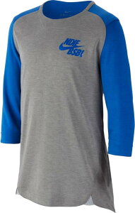 �i�C�L �L�b�Y T�V���c Nike Boys' 3/4 Sleeve Baseball Top - Tm Ryl/Dk Gry Hthr/Gm Ryl