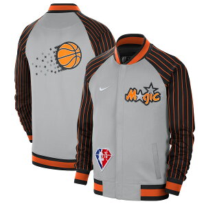 iCL Y WPbg "Orlando Magic" Nike 2021/22 City Edition Therma Flex Showtime Full-Zip Bomber Jacket - Gray/Black