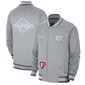 iCL Y WPbg "Oklahoma City Thunder" Nike 2021/22 City Edition Therma Flex Showtime Full-Zip Bomber Jacket - Gray/White