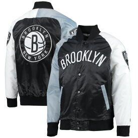 スターター メンズ ジャケット "Brooklyn Nets" Starter Tricolor Remix Full-Snap Jacket - Black/Gray/White