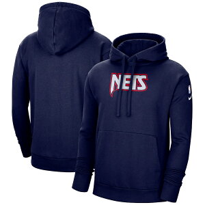 �i�C�L �����Y �p�[�J�[ Brooklyn Nets Nike 2021/22 City Edition Essential Logo Pullover Hoodie - Navy