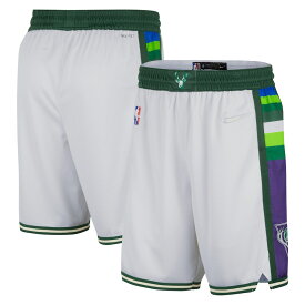 ナイキ メンズ バスパン レプリカショーツ "Milwaukee Bucks" Nike 2021/22 City Edition Swingman Shorts - White/Green