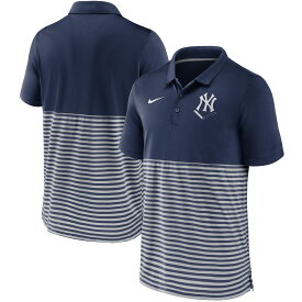 ナイキ メンズ ポロシャツ "New York Yankees" Nike Home Plate Striped Polo - Navy/Gray