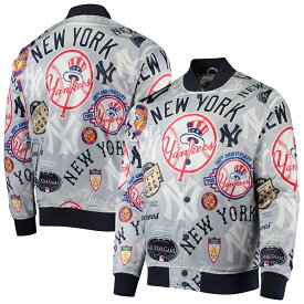 プロスタンダード メンズ ジャケット "New York Yankees" Pro Standard Allover Print Satin Full-Snap Jacket - Gray