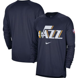 ナイキ メンズ Tシャツ 長袖 ロンT "Utah Jazz" Nike 75th Anniversary Pregame Shooting Performance Raglan Long Sleeve T-Shirt - Navy