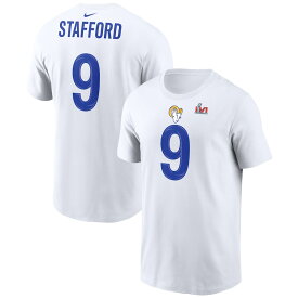 ナイキ メンズ Tシャツ Matthew Stafford "Los Angeles Rams" Nike Super Bowl LVI Bound Name & Number T-Shirt - White