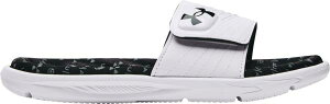 A_[A[}[ LbY T_ Under Armour Kids' Grade School Mercenary XII Slides - White/White/Black