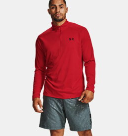 アンダーアーマー メンズ Tシャツ 長袖 ロンT Men's UA Tech 1/2 Zip Long Sleeve - Red/Black