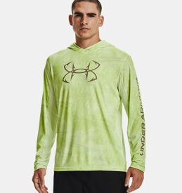 アンダーアーマー メンズ Tシャツ 長袖 ロンT Men's UA Iso-Chill Shorebreak Camo Hoodie - Lime Foam/Tent