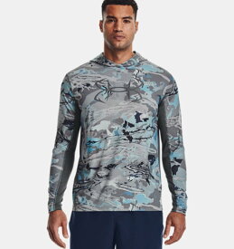 アンダーアーマー メンズ Tシャツ 長袖 ロンT Men's UA Iso-Chill Shorebreak Camo Hoodie - UA Hydro Camo/Pitch Gray