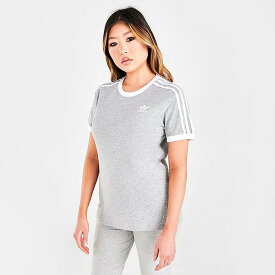 アディダス レディース Tシャツ 半袖 Women's Adidas Originals 3-Stripes T-Shirt - Medium Grey Heather/White