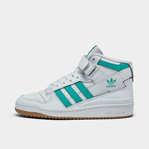 AfB_X fB[X Xj[J[ Women's Adidas Originals Forum Mid Casual Shoes - White/Mint Rush/Gum