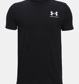 アンダーアーマー キッズ Tシャツ Boys' UA Sportstyle Left Chest Short Sleeve - Black/White