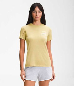 ノースフェイス レディース Tシャツ The North Face Women's Short Sleeve Logo Marks Tri-Blend Tee - Pale Banana Heather