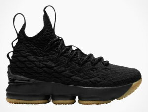 iCL LbY/fB[X Nike LeBron 15 XV GS "Black Gum" obV Black/Black/Gum u15 ~joX