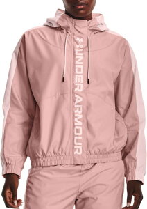 A_[A[}[ fB[X EBhu[J[ Under Armour Women's Rush Woven Hooded Zip Jacket - Pink Note