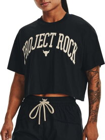 アンダーアーマー レディース Tシャツ 半袖 Under Armour Women's Project Rock Crop Short Sleeve Graphic T-Shirt - Black