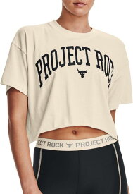 アンダーアーマー レディース Tシャツ 半袖 Under Armour Women's Project Rock Crop Short Sleeve Graphic T-Shirt - Summit White