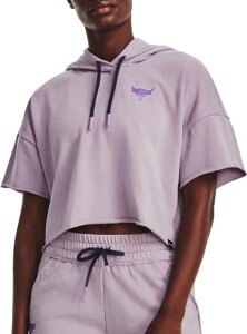 �A���_�[�A�[�}�[ ���f�B�[�X �p�[�J�[ ���� Under Armour Women's Project Rock Rival Terry Short Sleeve Hoodie - Purple Haze