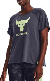 アンダーアーマー レディース Tシャツ 半袖 Under Armour Women's Project Rock Q3 Graphic Short Sleeve T-Shirt - Tempered Steel