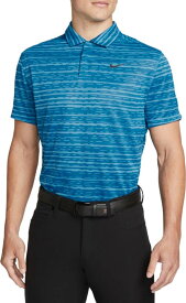 ナイキ メンズ ポロシャツ 半袖 Nike Men's Dri-FIT ADV Tiger Woods Stripe Golf Polo - Dutch Blue