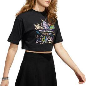 アディダス レディース Tシャツ 半袖 Adidas Women's Love Unites Crop Tee - Black/Multi Color