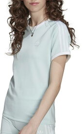 アディダス レディース Tシャツ 半袖 adidas Women's Adicolor Classics Slim 3-Stripes T-Shirt - Almost Blue