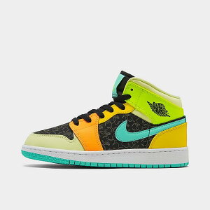 W[_1 LbY/fB[X obV Air Jordan 1 Mid SE GS Xj[J[ Black/Aurora Green/Opti Yellow