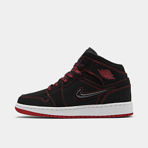 W[_1 LbY/fB[X obV Air Jordan 1 Mid SE GS Xj[J[ Black/Gym Red/White