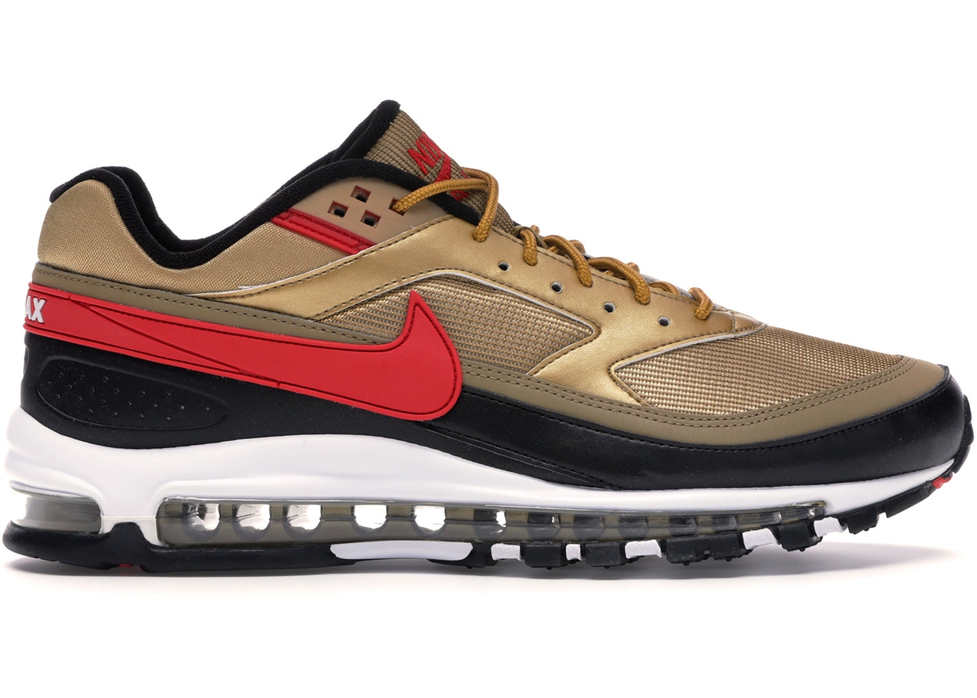 gold black and red air max