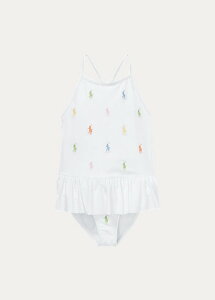 �|�� �����t���[���� 2-6X �K�[���Y/�L�b�Y Polo Ralph Lauren Polo Pony One-Piece Swimsuit ���� White ���̎q