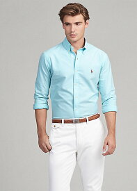ラルフローレン メンズ オックスフォードシャツ Polo Ralph Lauren Slim Fit Stretch Oxford Shirt カッターシャツ Aegean Blue