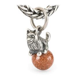 トロールビーズ Trollbeads バウンドレス ロイヤリティ・タッセル Boundless Loyalty Tassel チャーム Charm シルバー Silver ガラス Glass ゴールドストーン Goldstone イヌ ドッグ ペット アニマル ラブ オブ パウズ Love of Paws オータム フォール