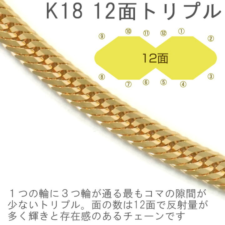楽天市場】喜平 ネックレス 750 18金 K18トリプル12面 50cm 25g 造幣局 