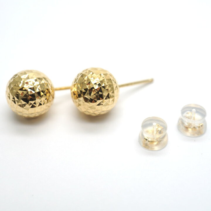 楽天市場】K18YGピアス K18 ミラーカット ボールピアス 直径10mm 18金  