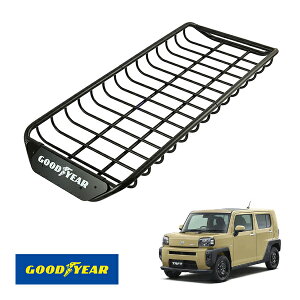 【GOODYEAR正規品】 スチール ルーフラック SKINNY PRO 1470mm×590mm×124mm 耐荷重75kg ブラック 組み立て式 GOODYEARロゴ入り ルーフキャリア バスケット ベースキャリア カーゴネット ダイハツ タフト 90