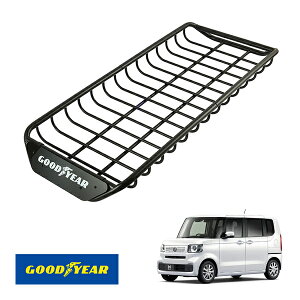 【GOODYEAR正規品】 スチール ルーフラック SKINNY PRO 1470mm×590mm×124mm 耐荷重75kg ブラック 組み立て式 GOODYEARロゴ入り ルーフキャリア バスケット ベースキャリア カーゴネット ホンダ N-BOX JF5 JF6