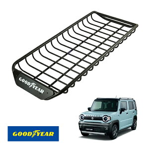 【GOODYEAR正規品】 スチール ルーフラック SKINNY PRO 1470mm×590mm×124mm 耐荷重75kg ブラック 組み立て式 GOODYEARロゴ入り ルーフキャリア バスケット ベースキャリア カーゴネット スズキ ハスラータ