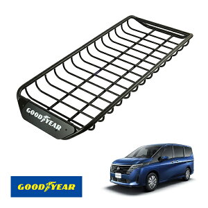 【GOODYEAR正規品】 スチール ルーフラック SKINNY PRO 1470mm×590mm×124mm 耐荷重75kg ブラック 組み立て式 GOODYEARロゴ入り ルーフキャリア バスケット ベースキャリア カーゴネット 日産 セレナ C28系