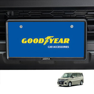 P10倍 エントリー 【GOODYEAR正規品】 新基準対応 ナンバーフレーム ライセンスフレーム マットブラック 2枚セット フロント リア スズキ ソリオ MA27S MA37S MA47S