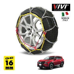 【VIVI AUTOPARTS正規品】 CATENE DA NEVE 16mm スチールチェーン 亀甲型 リング型 Iron 245WD16 235/60R18 18インチ 金属製 タイヤ チェーン 日産 エクストレイル G 6AA-T33 フロント